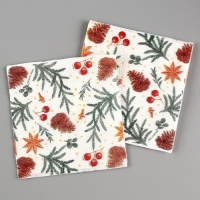 Новогодние салфетки бумажные &laquo;С Новым годом: шишки&raquo;, однослойные, 24х24 см, 20 шт.