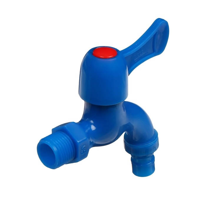 Кран, наружная резьба 1/2", для шланга 1/2" (12 мм), пластик, цвет МИКС, Greengo