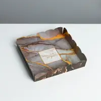 Коробка для печенья, кондитерская упаковка с PVC крышкой, &laquo;Мрамор&raquo;, 15 х 15 х 3 см