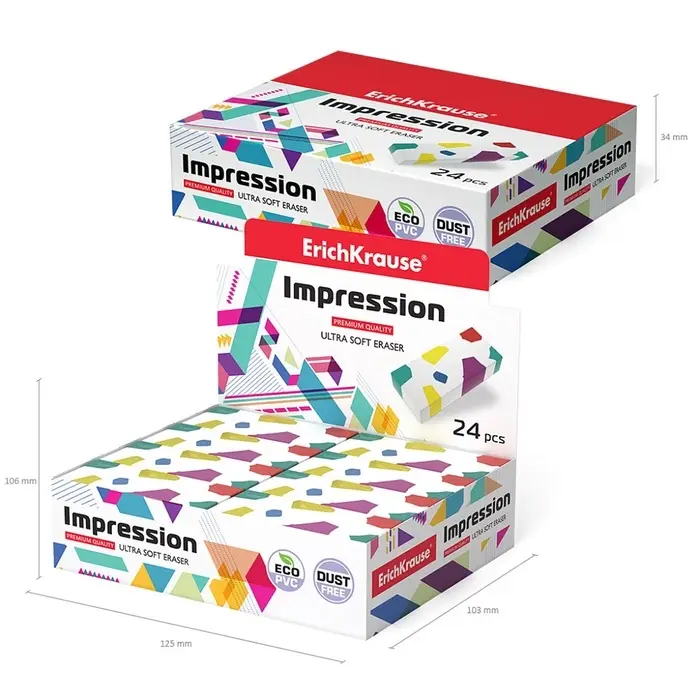 Ластик ErichKrause синтетика Impression, микс (цена за шт.)