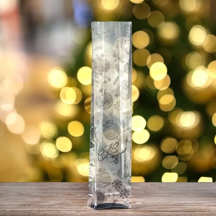 Пакет подарочный новогодний с жёстким дном 11&times;7&times;53 см