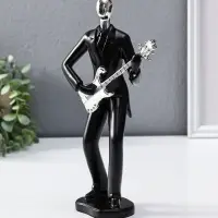 Сувенир полистоун "Гитарист" чёрный с серебром 6,5х15,2х27,5 см