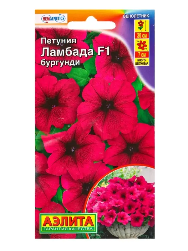 Семена цветов Петуния Ламбада F1 бургунди многоцветковая  (драже) С. Hem Genetics, Ц/П,7 шт. 1094574