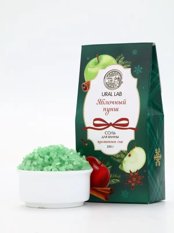 Соль для ванны, аромат яблочный пунш, 200 г, URAL LAB