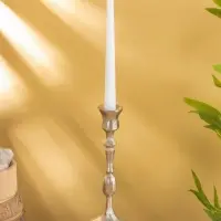 Подсвечник "Грани" алюминий 25 см, цв. серебро