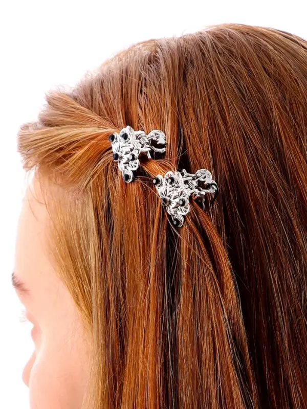 Крабик для волос &laquo;Синий туман&raquo;, цветок, 2.3 см, серебро