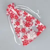 Мешочек подарочный органза &laquo;Новогодний танец&raquo;, снежинки, 16 х 24 см +/- 1.5 см