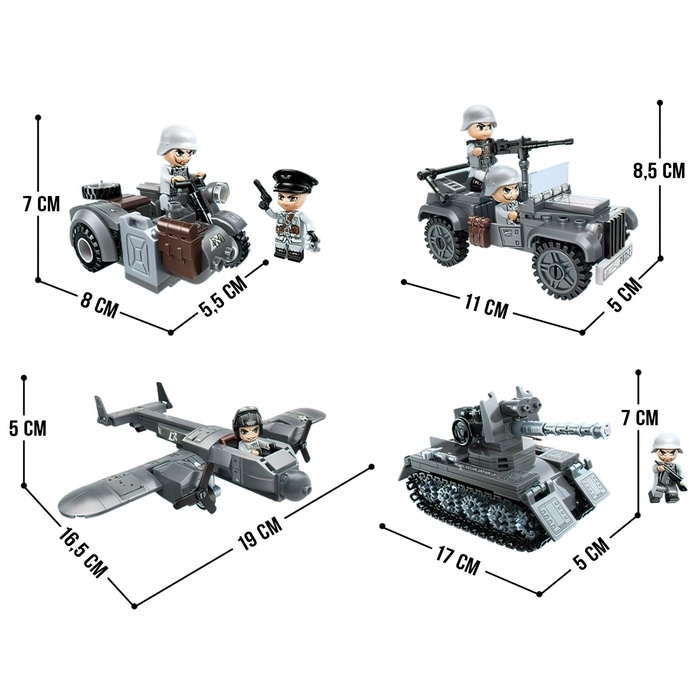 Конструктор блочный Вторая мировая война &laquo;Военный мотоцикл&raquo;, 69 деталей