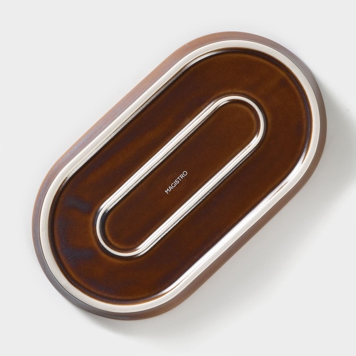 Блюдо фарфоровое овальное Magistro Garland, 24&times;13,7&times;2,7 см, цвет синий