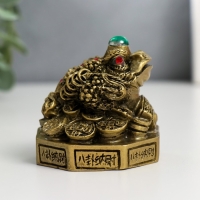 Нэцке полистоун бронза "Жаба на Ба-гуа" 5,8х5,8х6,6 см