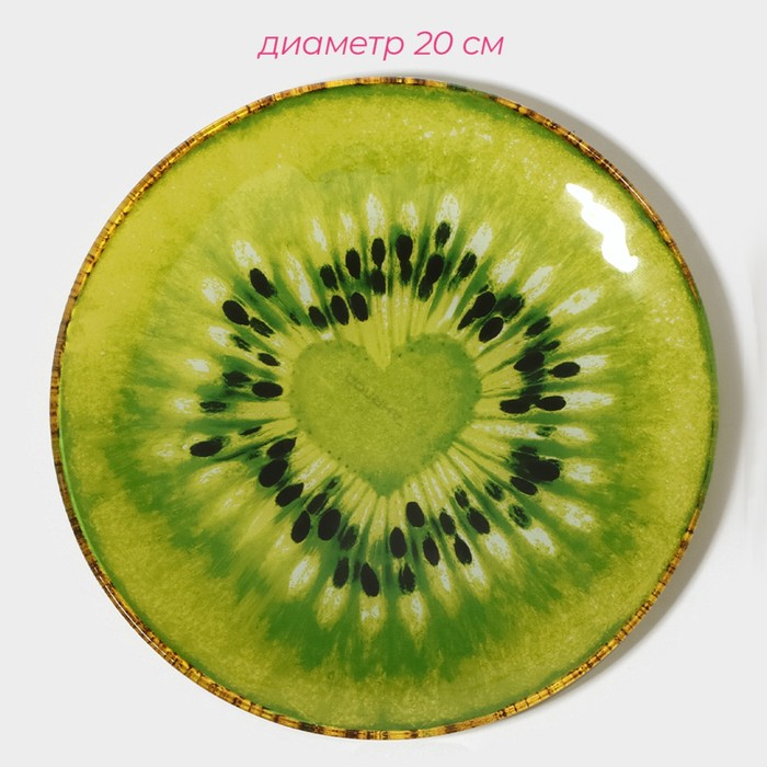 Набор тарелок стеклянных Доляна &laquo;Романтичный киви&raquo;, 19 предметов: 6 десертных тарелок, 6 обеденных тарелок, 6 мисок, салатник