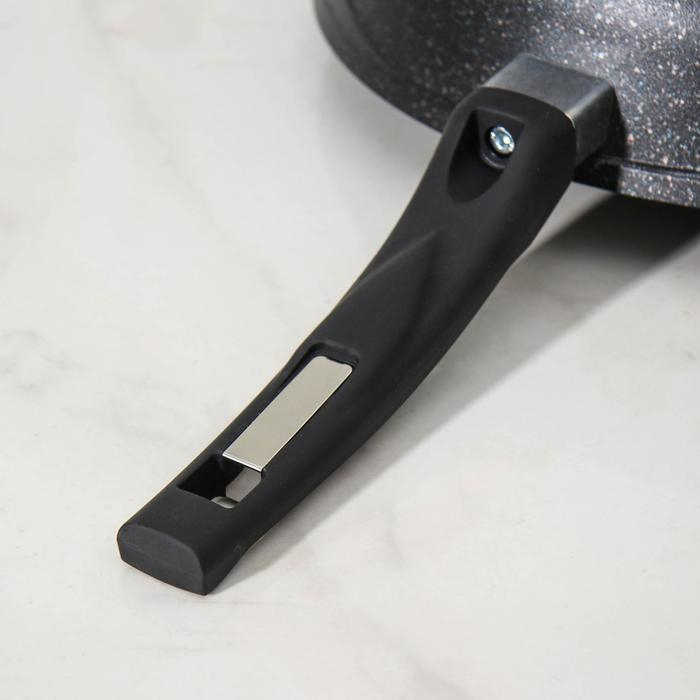 Сковорода &laquo;Гранит Star&raquo;, d=30 см, стеклянная крышка, антипригарное покрытие, тёмно-синий