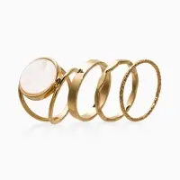 Набор колец 3 шт "Новый стиль" линии, размер МИКС, цвет белый в золоте