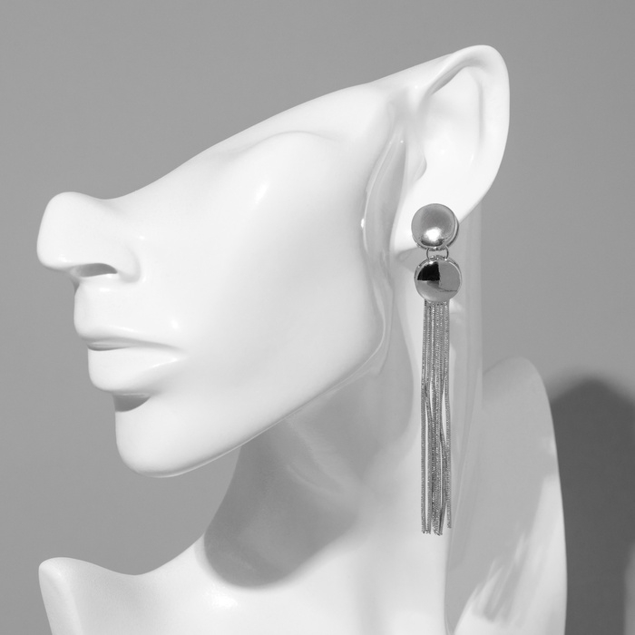 Серьги висячие &laquo;Водопад&raquo; айва, цвет серебро, 10см