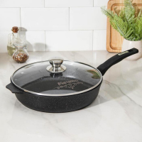 Сковорода &laquo;Гранит Star&raquo;, d=30 см, стеклянная крышка, антипригарное покрытие, тёмно-синий