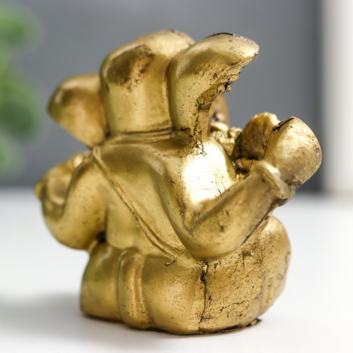 Нэцкэ фигурка &laquo;Ганеша&raquo;, полистоун, под бронзу, 4.8&times;3&times;6 см