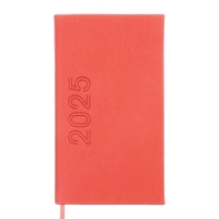 Еженедельник датированный 2025 года, 85х145 мм, 64 листа ESCALADA, твердая обложка из искусственной кожи, блинтовое тиснение, блок 70 г/м&sup2;, коралловый