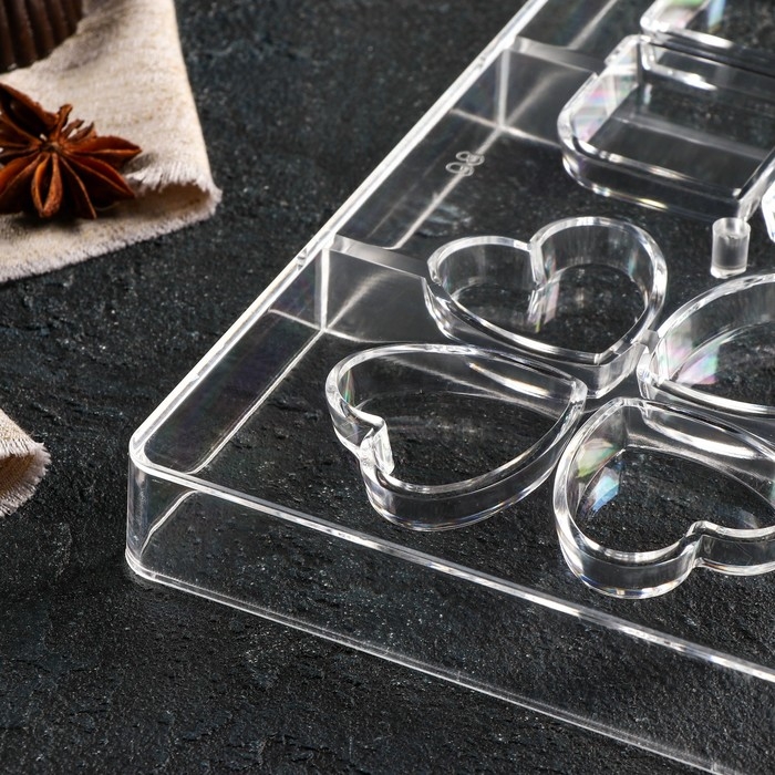 Форма для конфет и шоколада &laquo;Мерси&raquo;, 8 ячеек, 20&times;12&times;2,5 см, цвет прозрачный