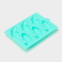 Форма для выпечки Доляна &laquo;Золотая рыбка&raquo;, силикон, 24&times;16,5 см, 6 ячеек (9,5&times;4,5&times;2 см), цвет мятный