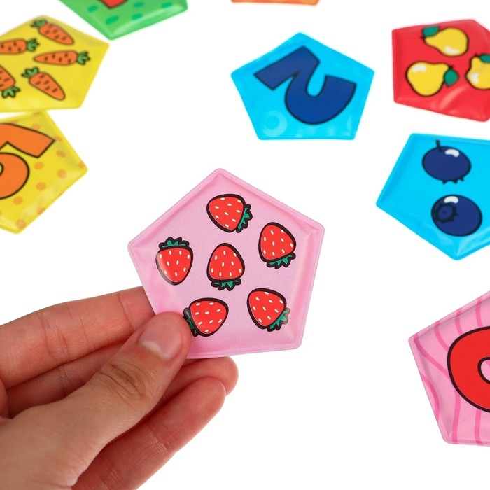 Мемо-игра: развивающие наклейки - присоски многоразовые для игры в ванной &laquo;Весёлый счёт&raquo;, найди пару, 6 пар, 12 стикеров EVA, Крошка Я