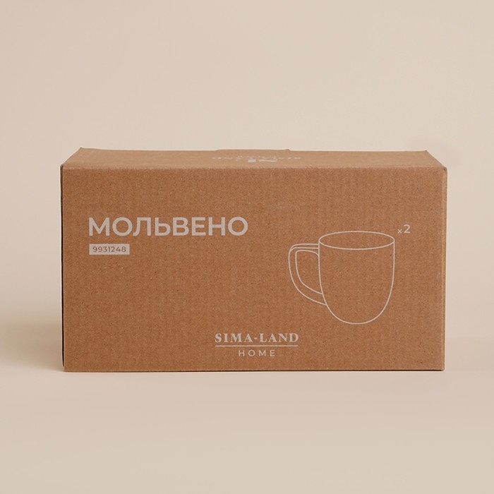Набор кружек фарфоровых SL Home &laquo;Мольвено&raquo;, 400 мл, цвет коричневый