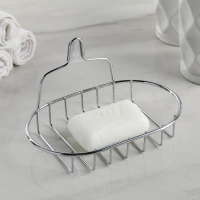 Мыльница подвесная овальная Доляна, 13,5&times;10,5&times;8 см, цвет серебристый