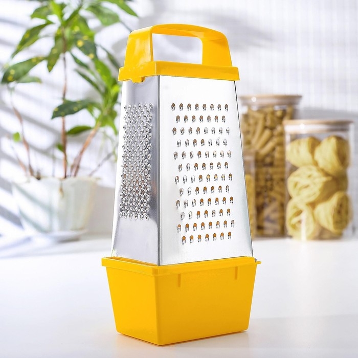 Тёрка &laquo;Комфорт&raquo;, 4 грани и контейнер 450 мл, 11&times;8,5&times;27 см, цвет МИКС