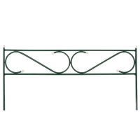 Ограждение декоративное, 37 &times; 410 см, 5 секций, с заглушками, металл, зелёное, &laquo;Узкий&raquo;