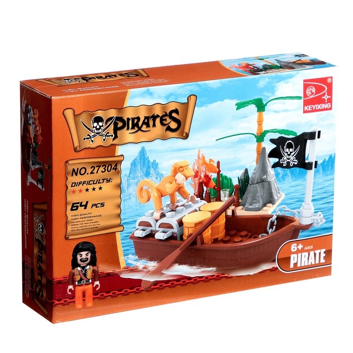 Конструктор &laquo;Пиратская лодка&raquo;, 62-66 деталей, МИКС