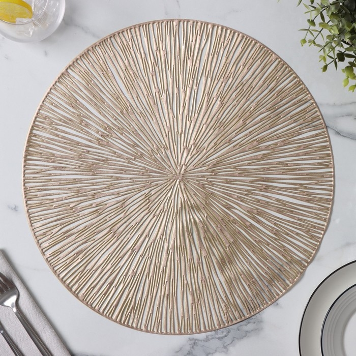 Набор салфеток сервировочных на стол Доляна &laquo;Сияние&raquo;, d=38 см, 4 шт, цвет золото