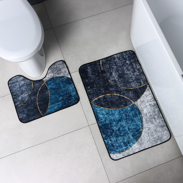 Коврики для ванной и туалета Доляна &laquo;Мэни&raquo;, 2 шт: 50&times;80 см, 50&times;40 см