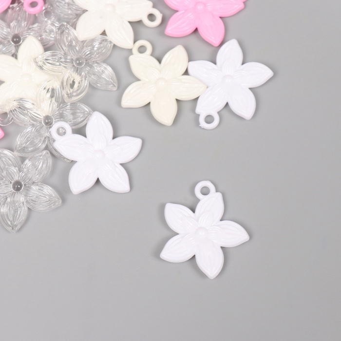 Декор для творчества пластик "Пятилистник" МИКС набор 20 гр 3х2,6х0,3 см