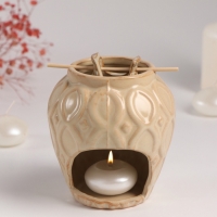 Аромалампа керамика "Кувшин" бежевая 9х9х11 см