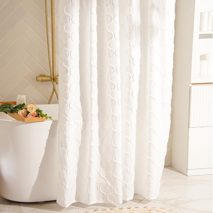 Штора для ванной двойная &laquo;Ла Каса&raquo;, с люверсами, 200&times;200 см, полиэстер, полиэтилен, белая