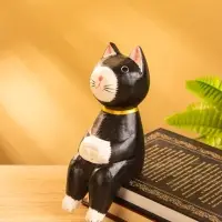 Сувенир &laquo;Кот сидячий&raquo;, 5&times;6&times;15 см, дерево, чёрный