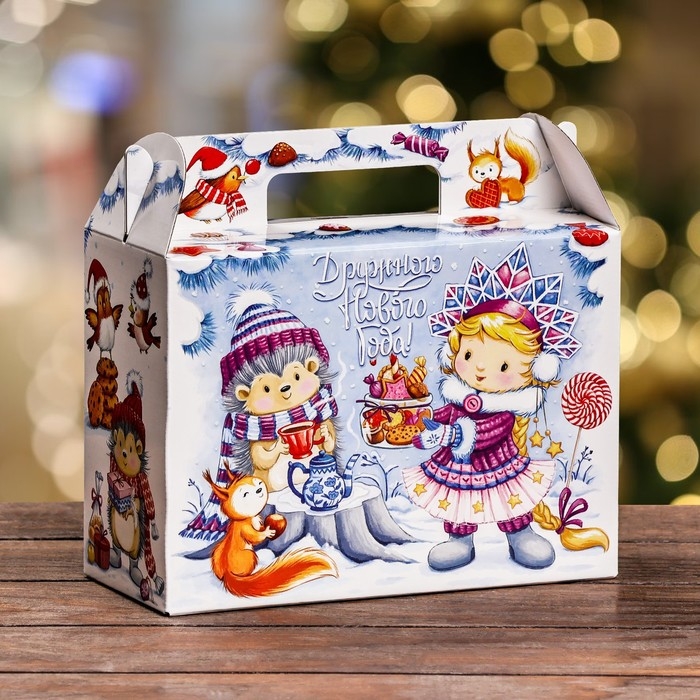 Новый год. Подарочная коробка "Угощение к чаю" , Чемодан 23 х 10,5 х 16,5 см.