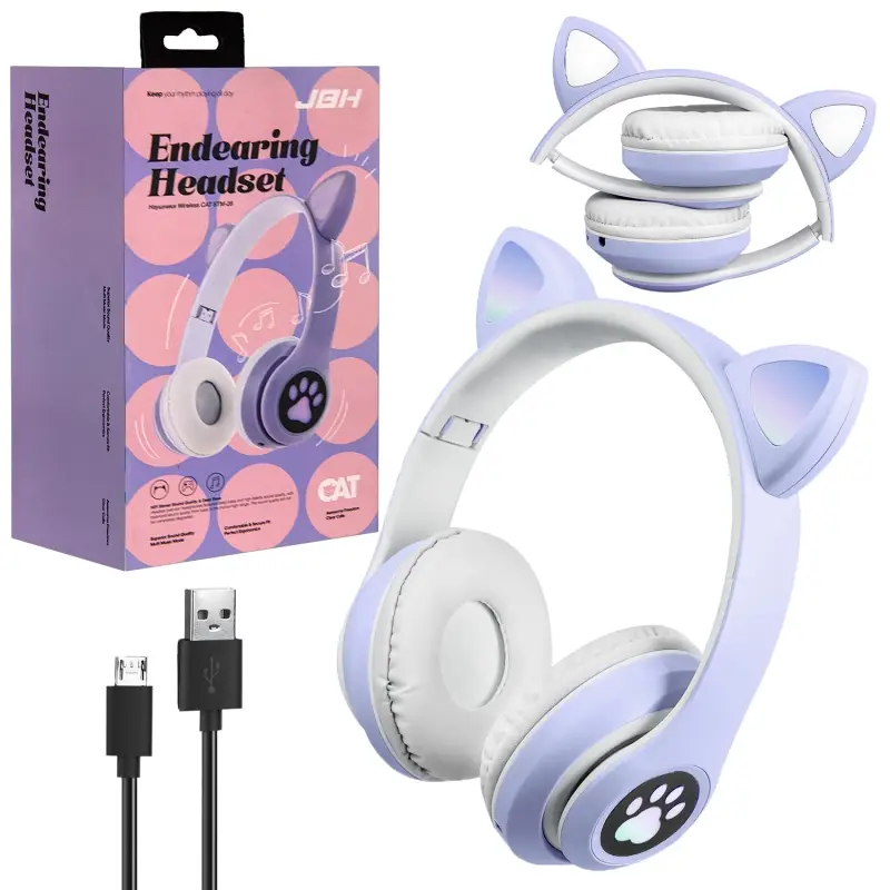 Наушники Bluetooth STM-28 CAT JBH фиолетовые (100шт/кор)