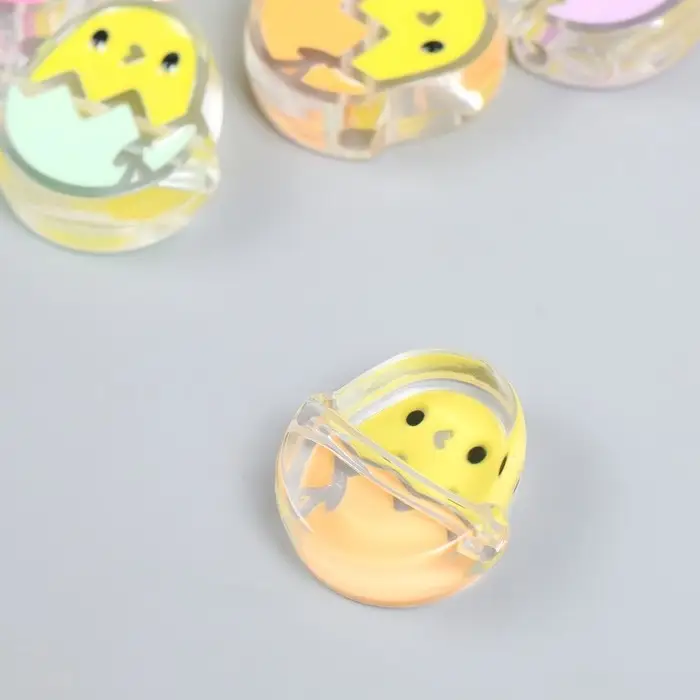 Бусина пластик "Летний бриз. Птенец в скорлупе" глянец МИКС 2,2х2,6х0,9 см