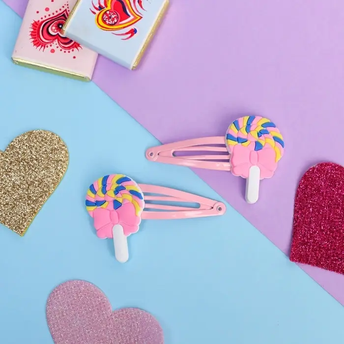 Невидимка для волос "Абель" (набор 2 шт) леденцы, 5,5 см, розовый