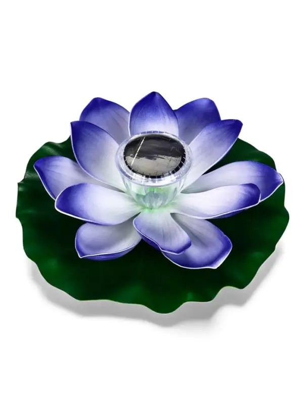 Садовый светильник для водоемов 28 х 28 х 9 см на солнечной бат-е "Лотос" фиол-ый N010