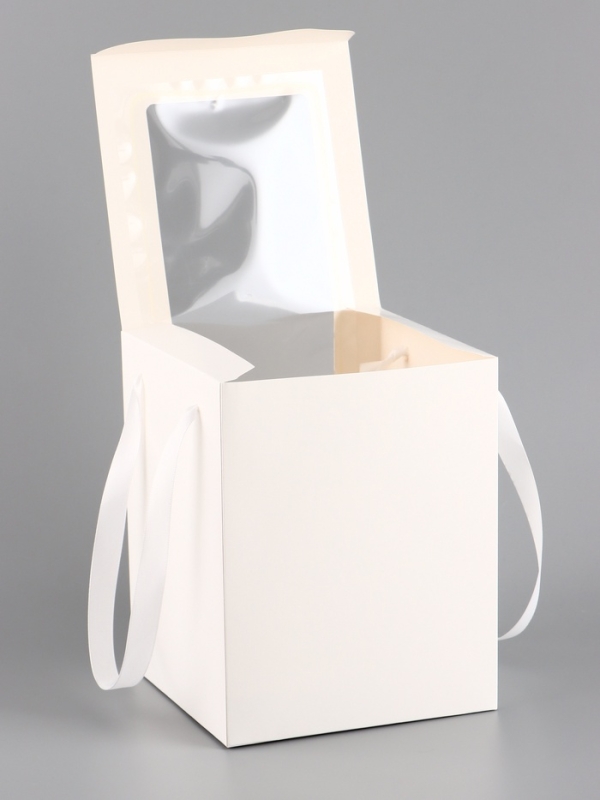 Коробка для цветов, 16 х 16 х 20 см, белая