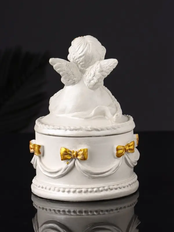 Шкатулка с бантами "Ангел " 12х9 см, перламутр