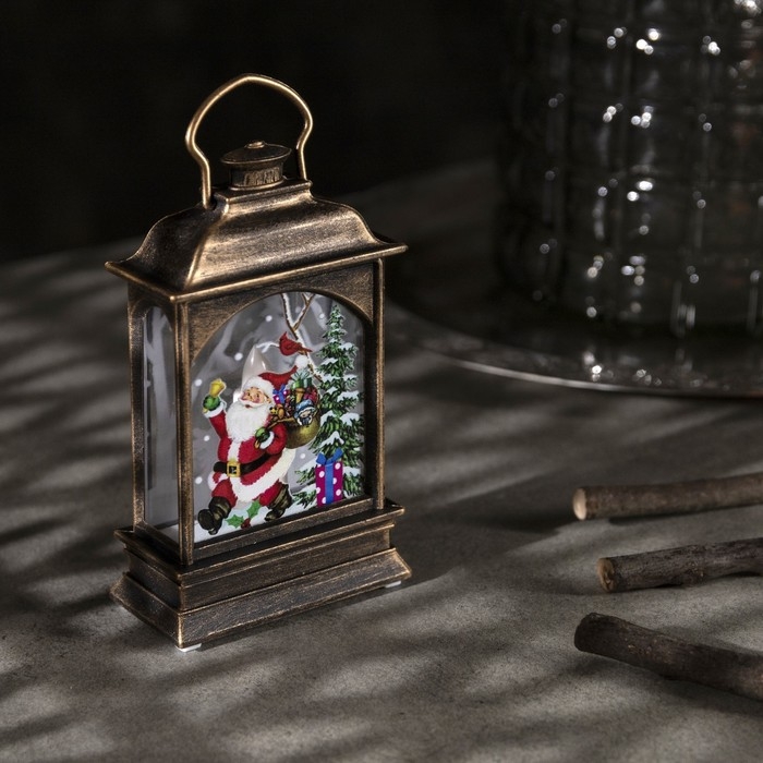 Светодиодная фигура &laquo;Фонарь с Дедом Морозом&raquo; 7 &times; 13 &times; 3.5 см, пластик, батарейки AG13х3 (в комплекте), свечение тёплое белое