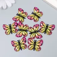 Декор для творчества пластик "Бабочка, жёлто-розовые крылья" 2,5х3,2 см