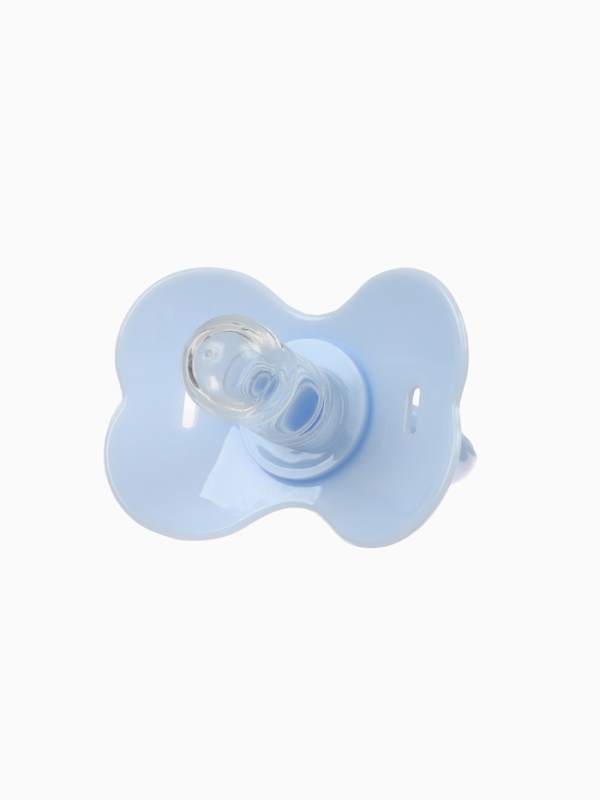 Пустышка классическая, с держателем, +0мес., цвет голубой