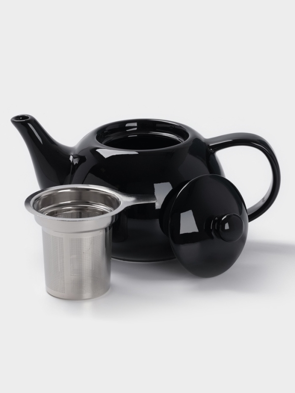 Чайник заварочный &laquo;Глянец&raquo;, 1100 мл, черный, металл сито