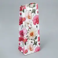 Пакет подарочный под бутылку, упаковка, &laquo;Цветы&raquo;, 36 х 13 х 10 см