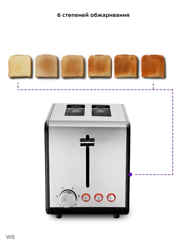 Тостер для хлеба с поддоном КТ-2058 - 870 Вт
