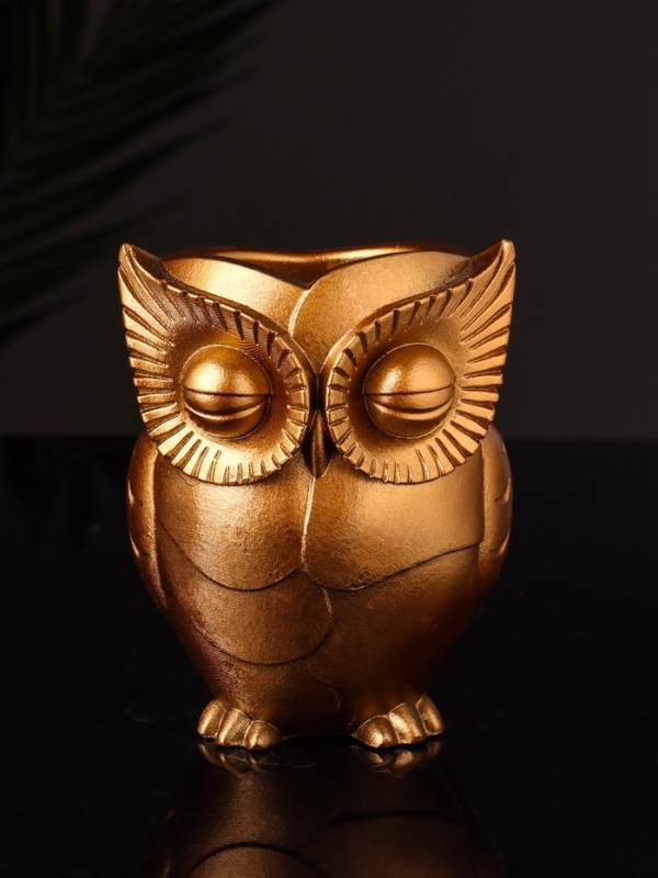 Кашпо "Сова" 10х7 см, цвет бронза