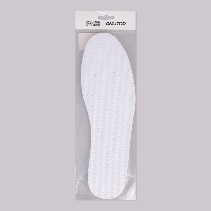Стельки для обуви, универсальные, дышащие, р-р RU до 46 (р-р Пр-ля до 47), 29 см, пара, цвет белый